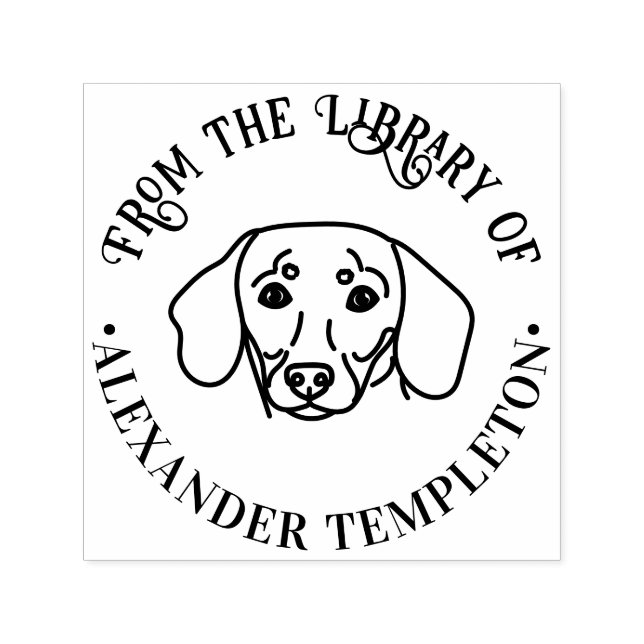 Cute Dachshund Dog Face “From the Library of” Book Self-inking Stamp (Design)