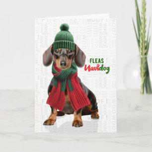 Cute Dachshund Dog Funny Fleas Navidog Christmas Holiday Card