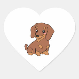 Cute dachshund dog illustration heart sticker
