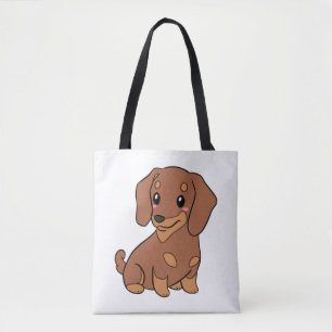 Cute dachshund dog illustration tote bag
