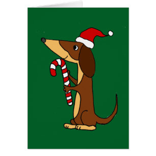 Cute Dachshund Dog in Santa hat Christmas Cartoon