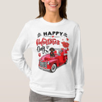 Cute Dachshund Dog Red Truck Happy Valentine's Day