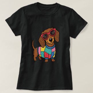 Cute Dachshund Dog Shirt with Sunglasses