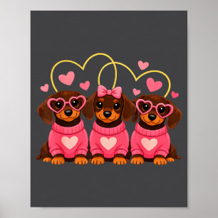 Cute Dachshund Dog Valentines Romantic Lover Heart Poster