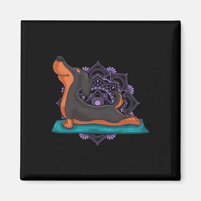 Cute Dachshund Dog Yoga Position Workout Instructo Magnet (Front)