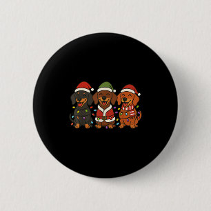 Cute Dachshund Dogs Christmas Lights Santa Holiday 2 Inch Round Button