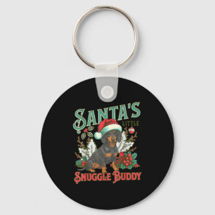 Cute Dachshund Dogs Christmas Lights Santa Holiday Keychain