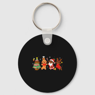 Cute Dachshund Dogs Christmas Tree Gingerbread San Keychain