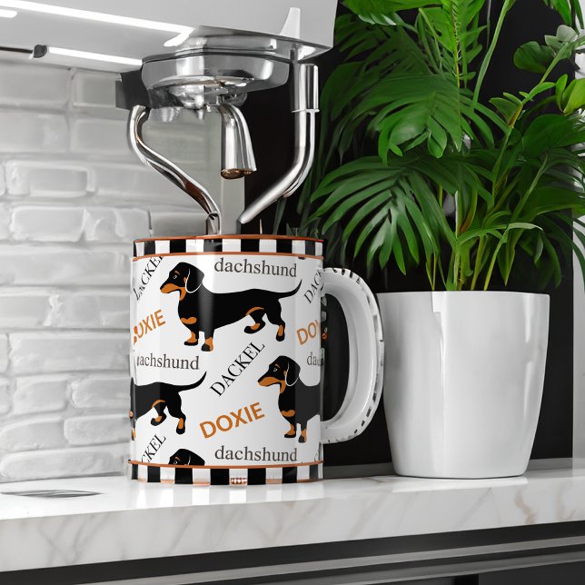 Cute Dachshund Doxie Black and Tan Pattern Coffee Mug (Creator Uploaded)