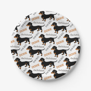 Cute Dachshund Doxie Dog Pattern Paper Plate