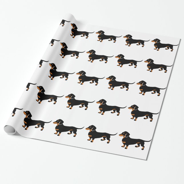 Cute Dachshund - Doxie Dog Wrapping Paper (Unrolled)