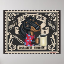 Cute Dachshund Doxie drinking coffee