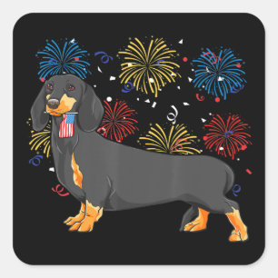 Cute Dachshund Doxie Lover Weiner Dog Mom Dad Kids Square Sticker