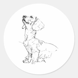 Cute Dachshund Drawing, Dog Parent Classic Round Sticker