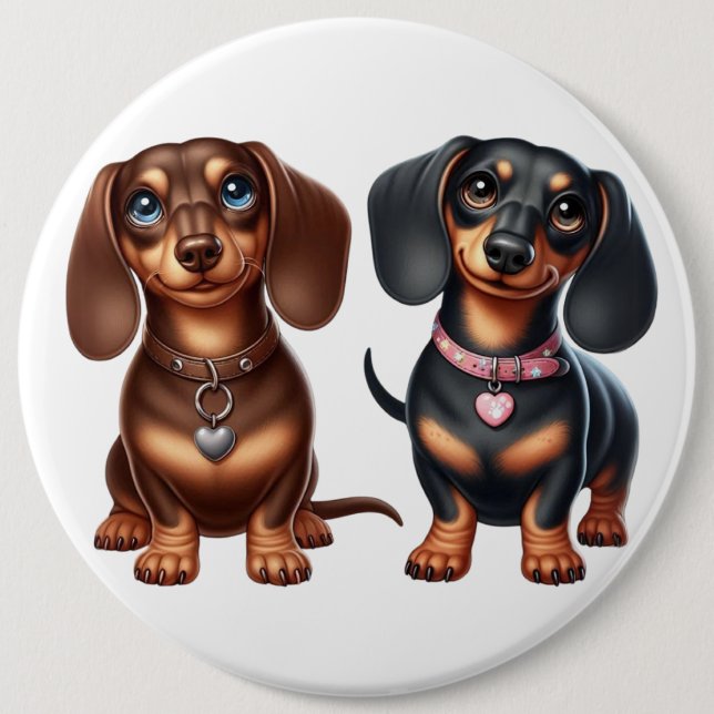 Cute dachshund friends 6 inch round button (Front)