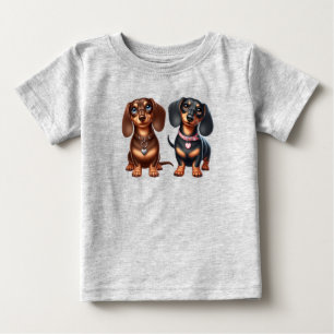 Cute dachshund friends baby T-Shirt