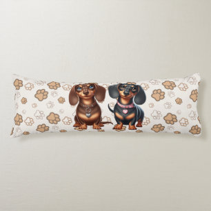 Cute dachshund friends body pillow