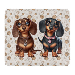 Cute dachshund friends cutting board