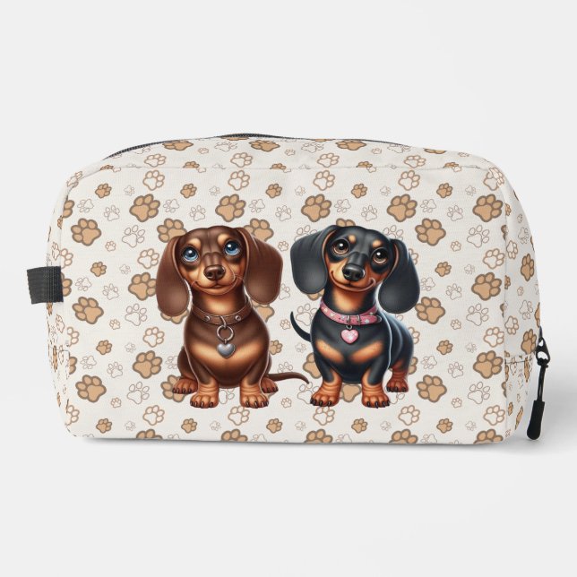 Cute dachshund friends dopp kit (Front)