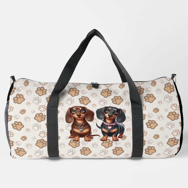 Cute dachshund friends duffle bag (Back)