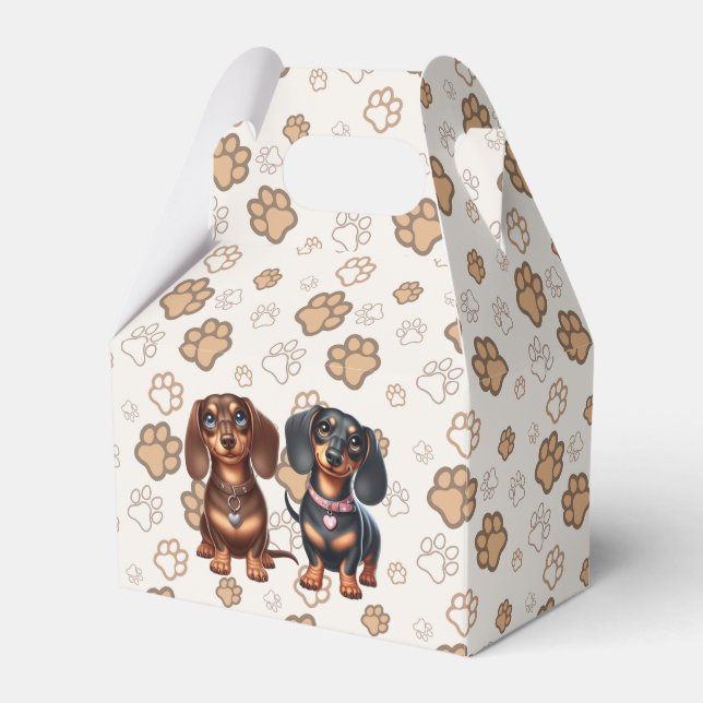 Cute dachshund friends favor box (Front Side)