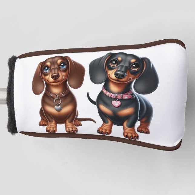 Cute dachshund friends golf head cover (Front)