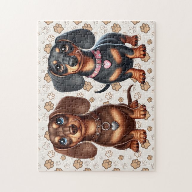 Cute dachshund friends jigsaw puzzle (Vertical)