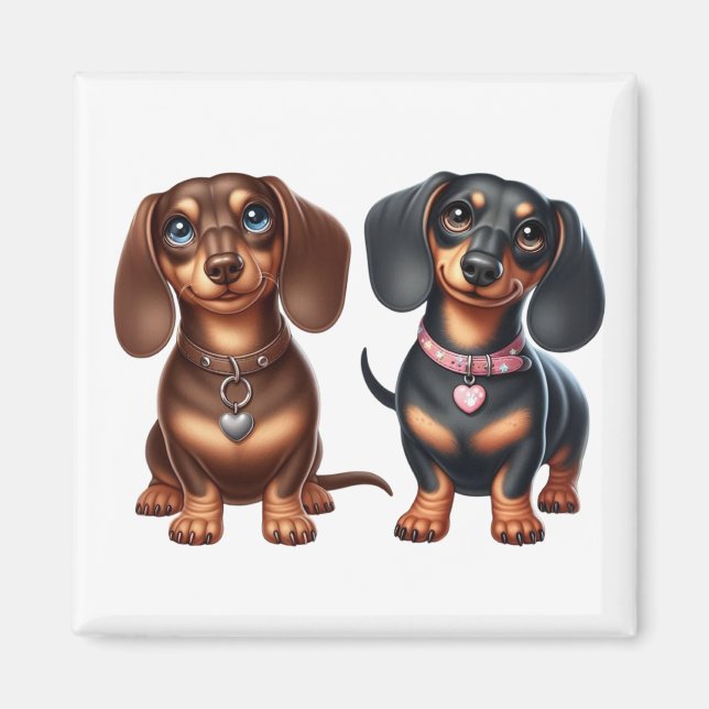 Cute dachshund friends magnet (Front)
