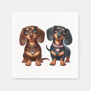 Cute dachshund friends napkin