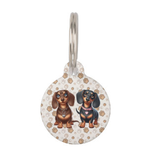 Cute dachshund friends pet tag