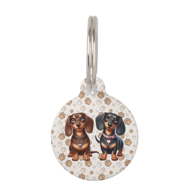 Cute dachshund friends pet tag (Front)