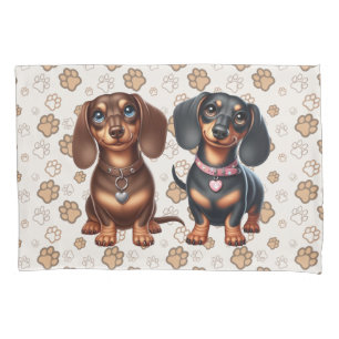 Cute dachshund friends pillowcase
