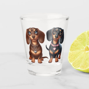 Cute dachshund friends shot glass