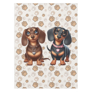 Cute dachshund friends tablecloth