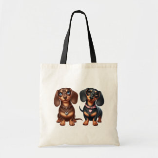 Cute dachshund friends tote bag
