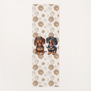 Cute dachshund friends yoga mat