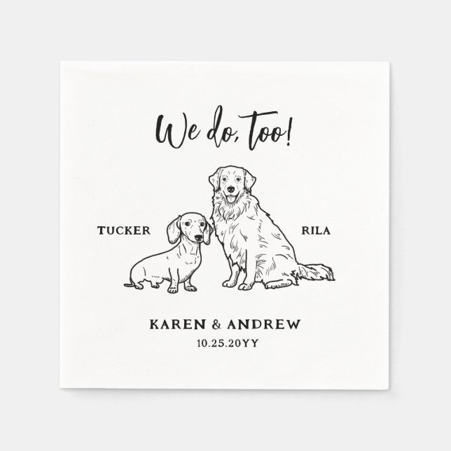Cute Dachshund Golden Retriever Dog Wedding Napkin (Front)