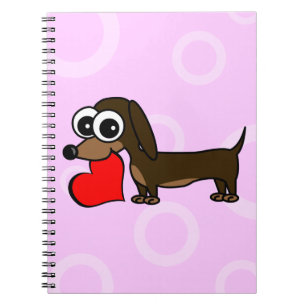 Cute Dachshund Has My Heart - Pink Circles Notebook