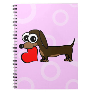 Cute Dachshund Has My Heart - Pink Circles Notebook