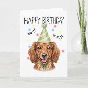 Cute Dachshund Illustration Personalized Birthday  Card