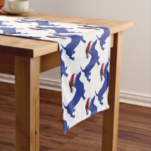 Cute Dachshund in a Santa Hat Short Table Runner