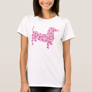 Cute Dachshund in Pink Hearts T-Shirt