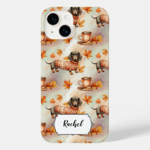 Cute Dachshund in sweater Dog Lover personalized Case-Mate iPhone 14 Case