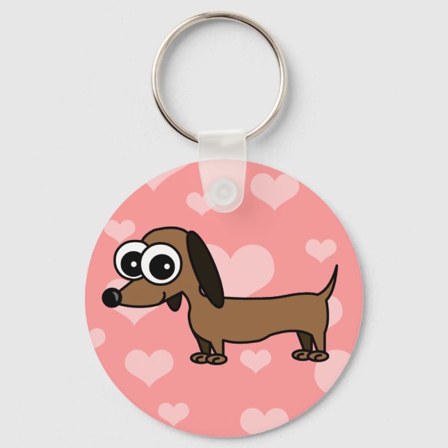 Cute Dachshund Keychain - Pink (Front)