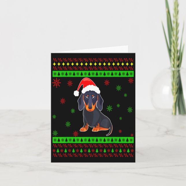 Cute Dachshund Long Dog Mom Merry Xmas New Year  Card (Front)