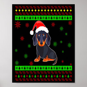Cute Dachshund Long Dog Mom Merry Xmas New Year  Poster