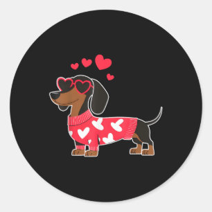 Cute Dachshund Mama Valentine Heart With Sungl Wie Classic Round Sticker