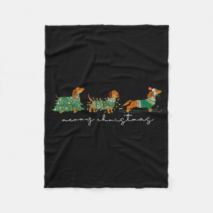 Cute Dachshund Merry Christmas Weiner Dog Lover Xm Fleece Blanket