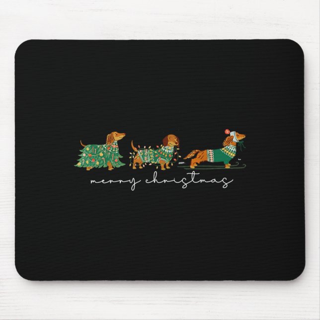 Cute Dachshund Merry Christmas Weiner Dog Lover Xm Mouse Pad (Front)