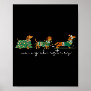 Cute Dachshund Merry Christmas Weiner Dog Lover Xm Poster